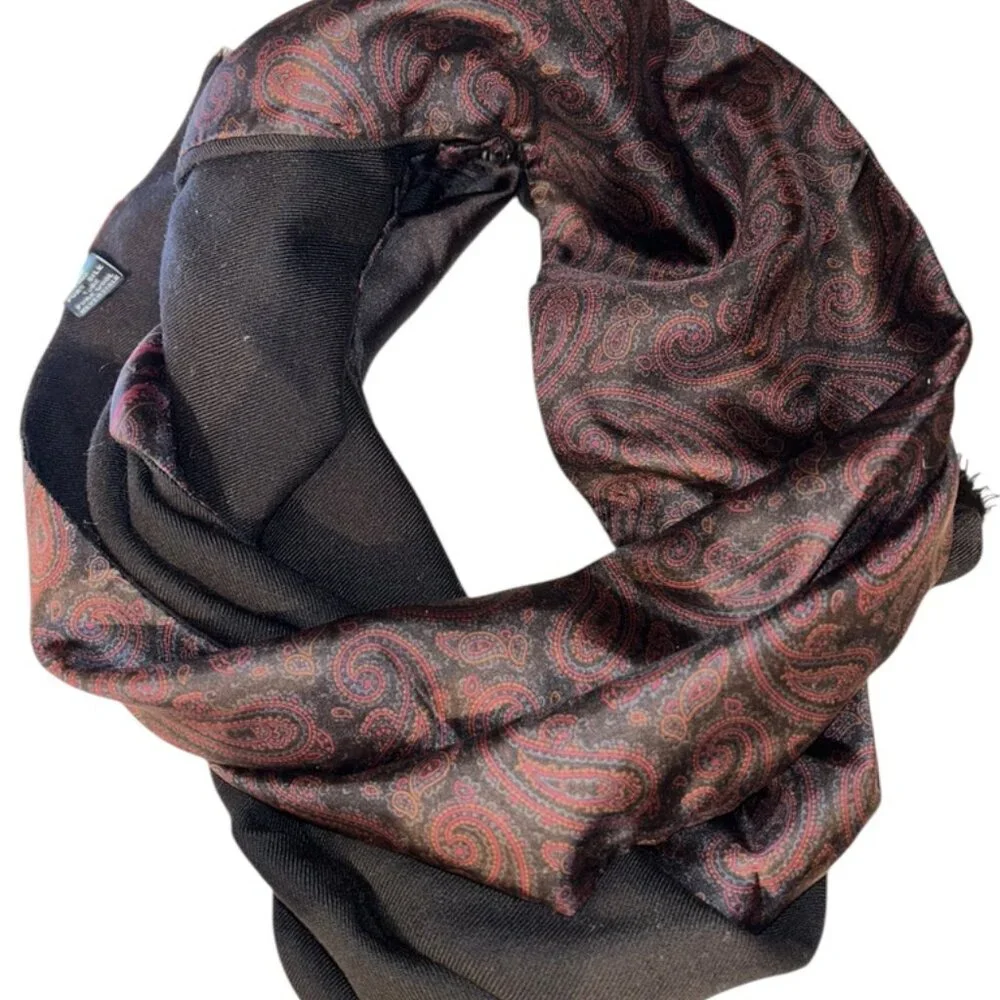 Paisley burgundy SILK ITALY PAISLEY dbl faced reversible unisex mens scarf